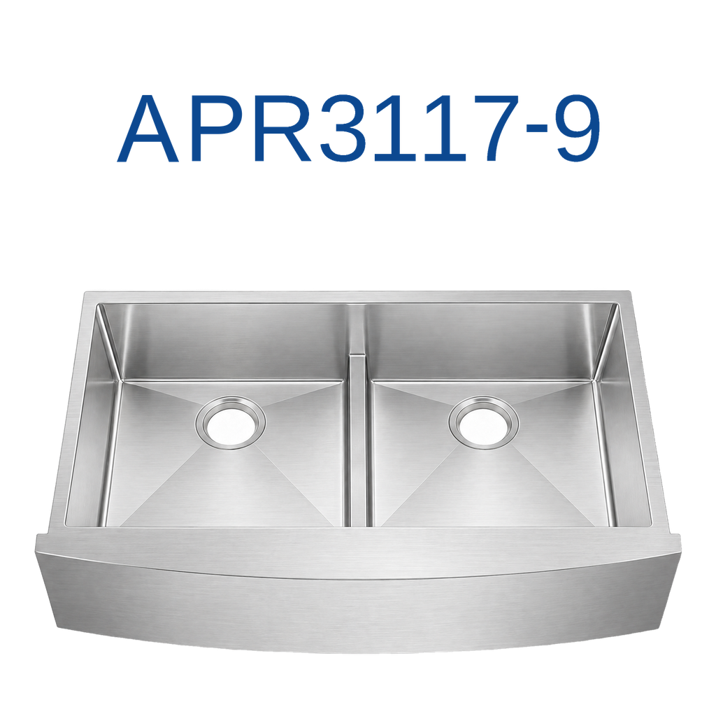 [APR3117-9] APR-3117-9 - Double Bowl Farm Sink Fits 36" Cab. (9" Apron - 34" x 21-1/4" x 9")
