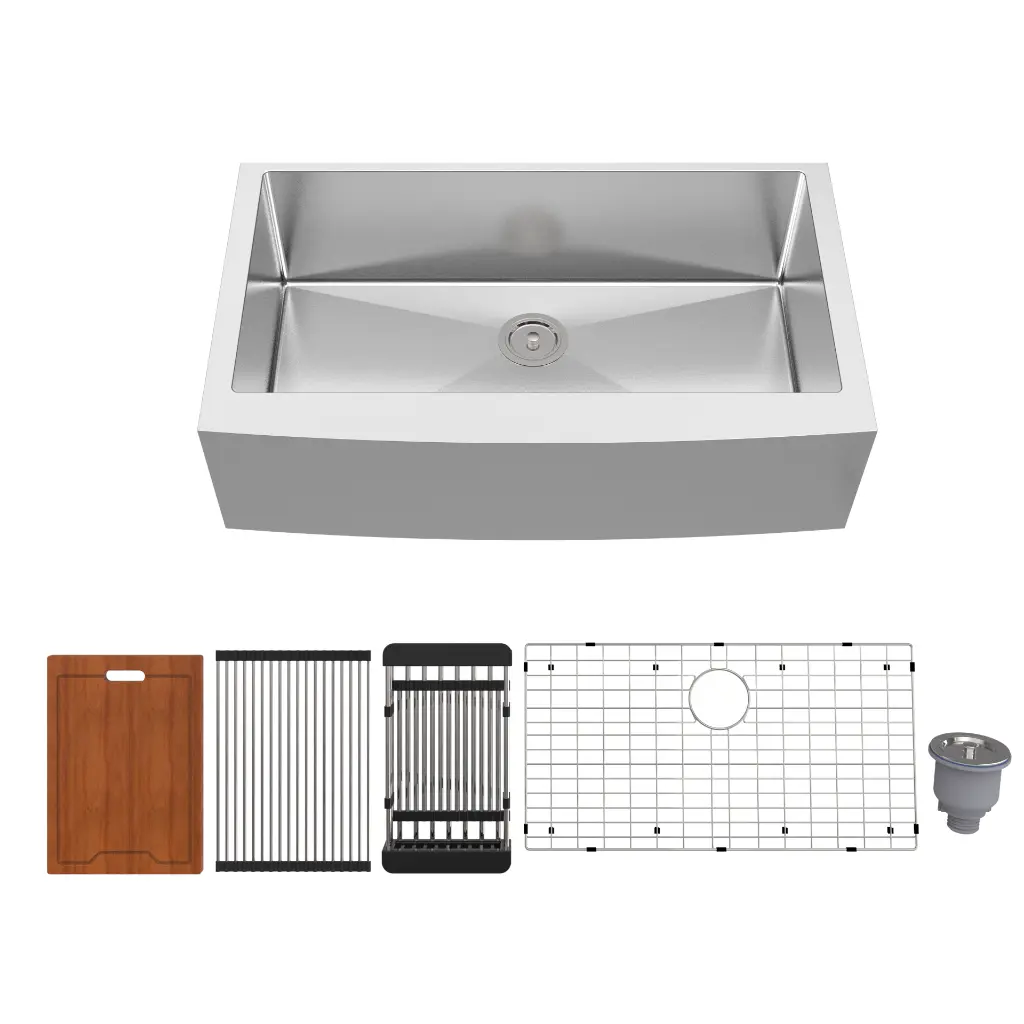 PrimaSink APR-3218-9 35 1/2 x 21 7/16 Single bowl Farmhouse Apron Sink - 16 Gauge Stainless Steel
