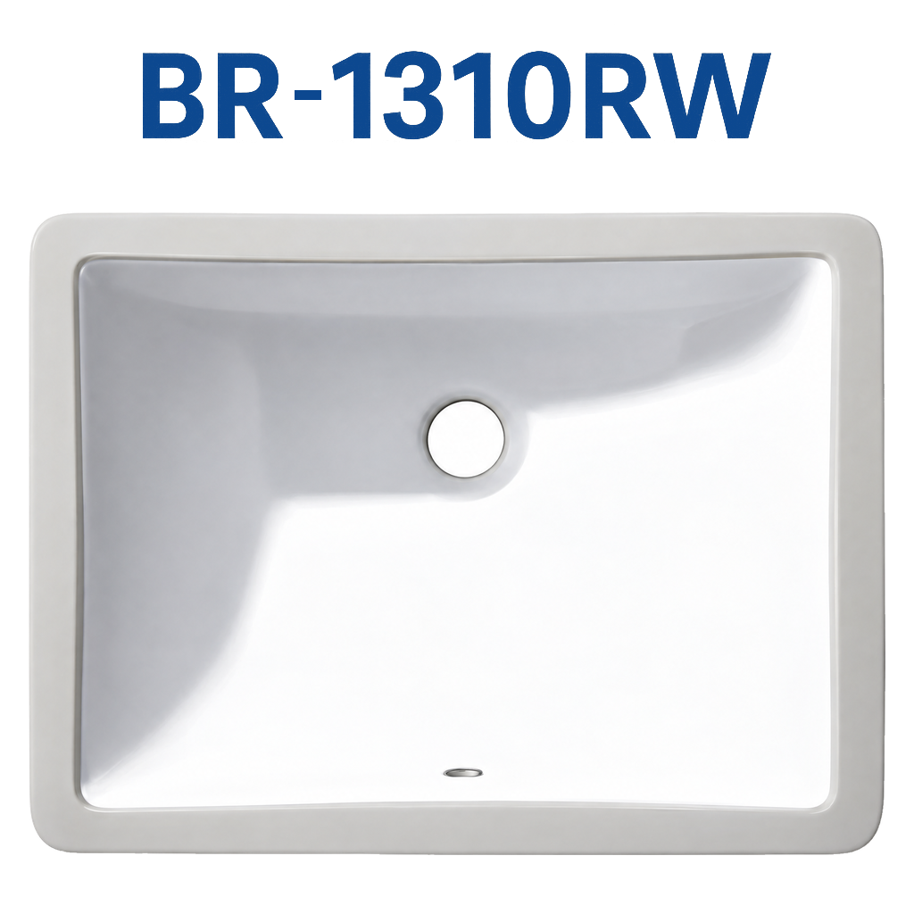 [BR-1310RW] PrimaSink BR-1310RW 13-3/4'' x 10'' Rectangular Undermount Vanity Sink - White