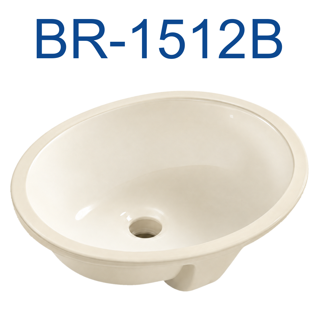 [BR-1512B] PrimaSink BR-1512B 15-1/2'' x 12-1/4'' Oval Undermount Vanity Sink - Biscuit