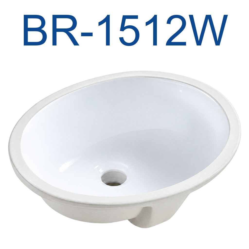 [BR-1512W] PrimaSink BR-1512W 15-1/2'' x 12-1/4'' Oval Undermount Vanity Sink - White