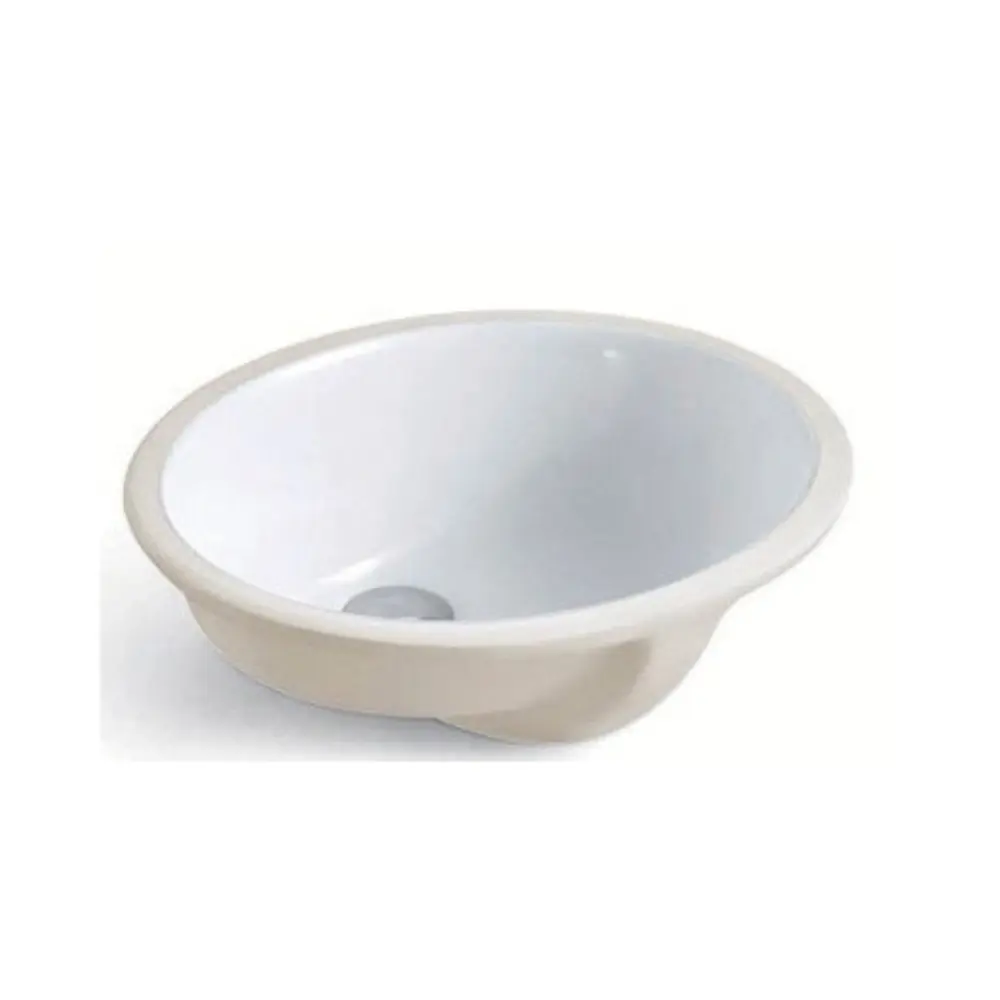 BR1512W - White Color Oval Vanity Sink In. (15-1/2" x 12-1/4") - Out. (17-1/2" x 15-1/4" x 7") 