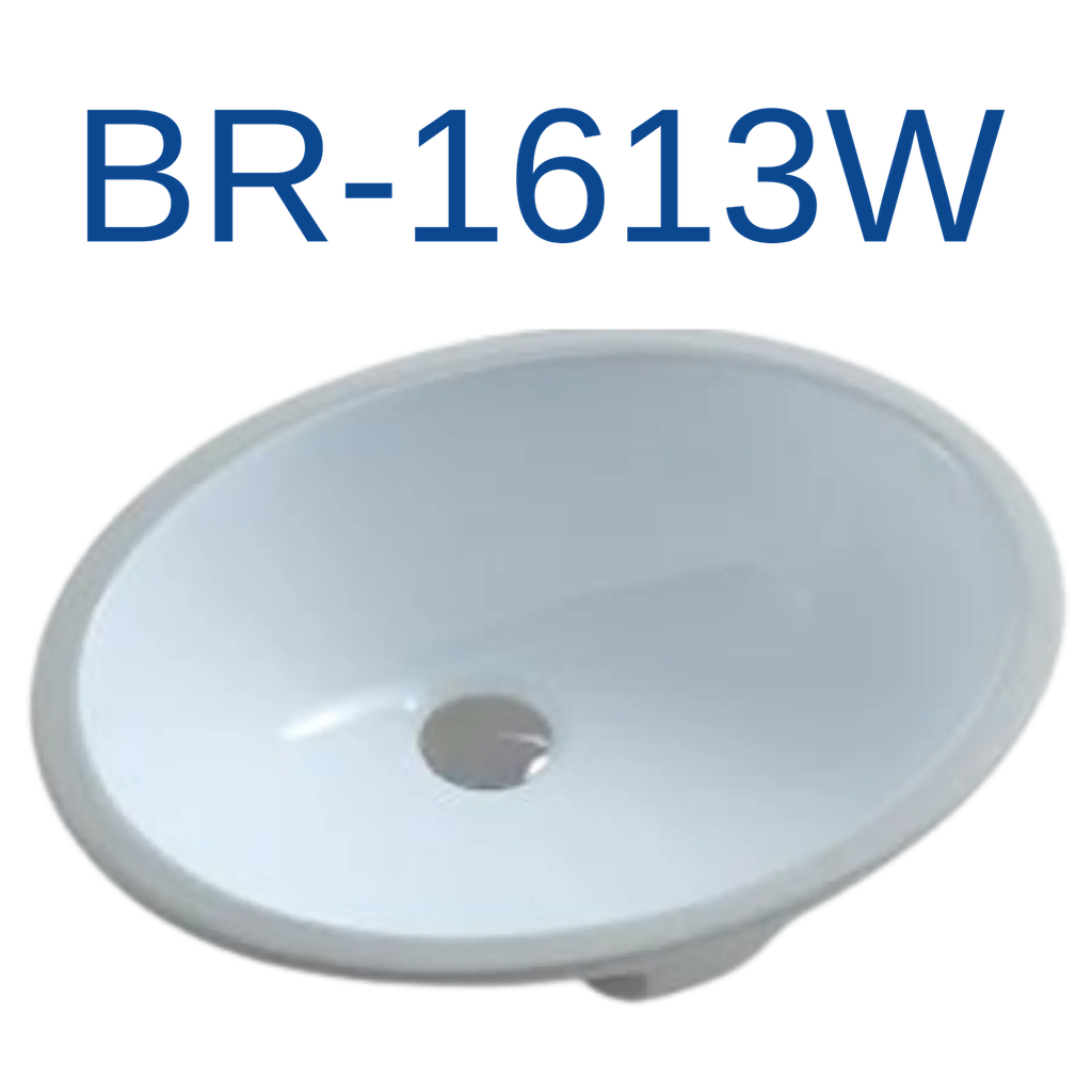 [BR-1613W] PrimaSink BR-1613W 16'' x 13'' Oval Undermount Vanity Sink - White