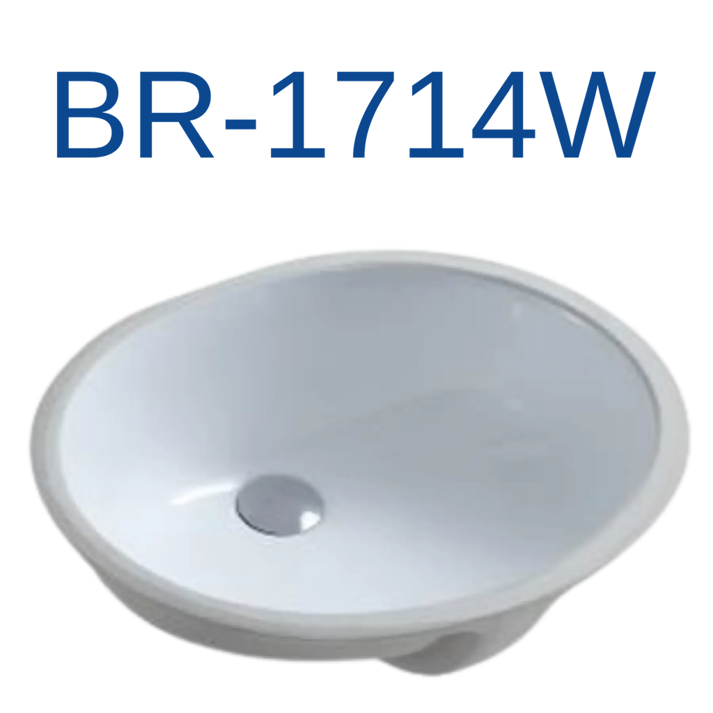 [BR-1714W] PrimaSink BR-1714W 17'' x 14'' Oval Undermount Vanity Sink - White