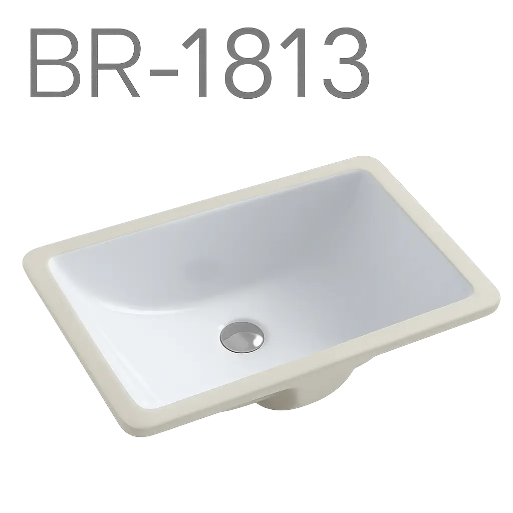 [BR-1813W] PrimaSink BR-1813W 18" x 13 Rectangular Undermount Vanity Sink - White