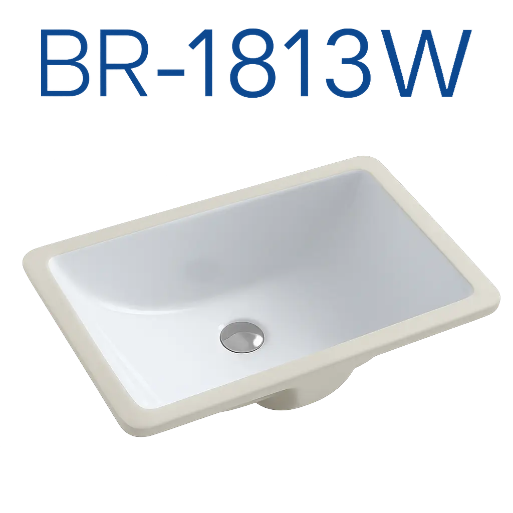 [BR-1813W] PrimaSink BR-1813W 18'' x 13'' Rectangular Undermount Vanity Sink - White