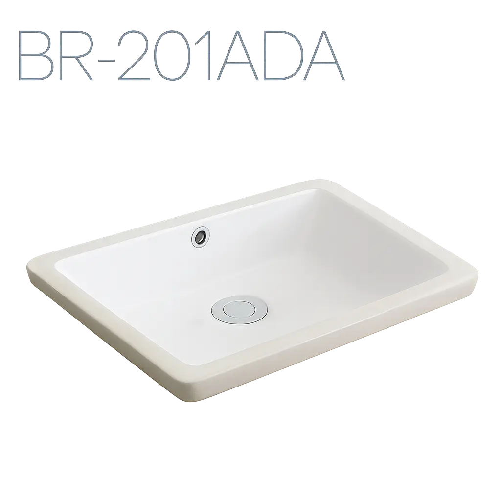 [BR201ADA] ADA Rectangular Vanity Sink - White - 16-1/2" x 13-1/2" - BR201ADA