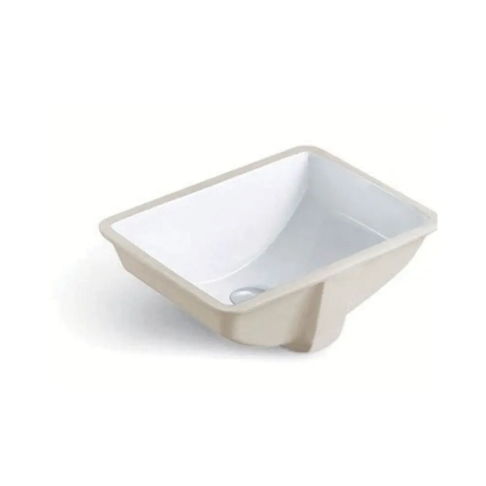BR202W - White Color Rectangular Vanity Sink In. (16-1/2" x 11-1/2") - Out. (18" x 13-1/2" x 7-1/2")  