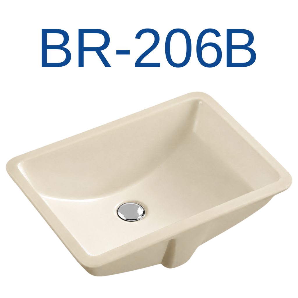 [BR-206B] PrimaSink BR-206B 18-1/2'' x 12-1/2'' Rectangular Undermount Vanity Sink - Biscuit