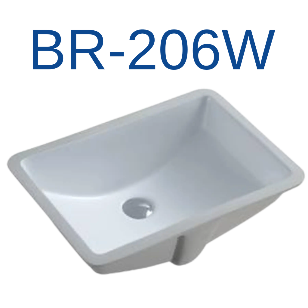 [BR-206W] PrimaSink BR-206W 18-1/2'' x 12-1/2'' Rectangular Undermount Vanity Sink - White