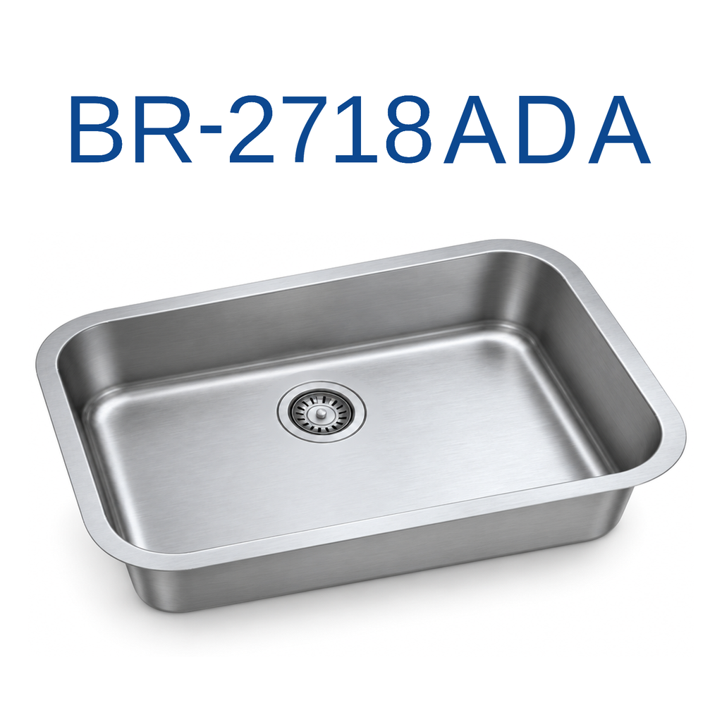 [BR-2718ADA] PrimaSink BR-2718ADA 27'' x 18'' Single bowl Undermount Kitchen Sink - 18 Gauge Stainless Steel