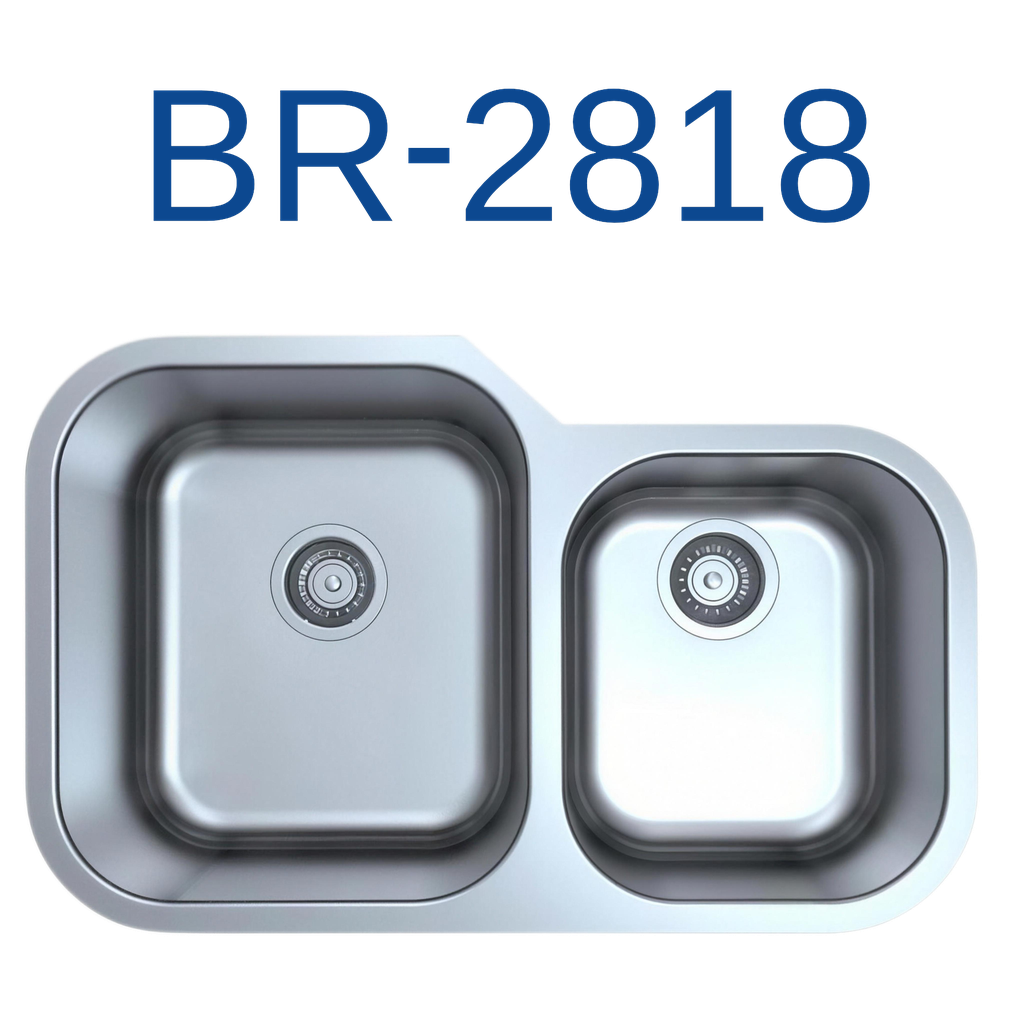 [BR-2818] PrimaSink BR-2818 29-3/4'' x 18-1/2'' 60/40 Double bowl Undermount Kitchen Sink - 18 Gauge Stainless Steel