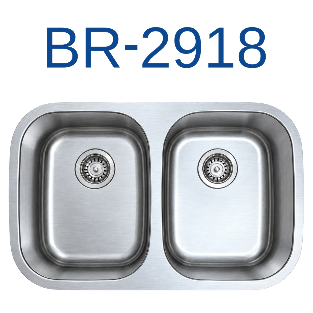 [BR-2918] PrimaSink BR-2918 29-3/8'' x 18-1/2'' 50/50 Double bowl Undermount Kitchen Sink - 18 Gauge Stainless Steel