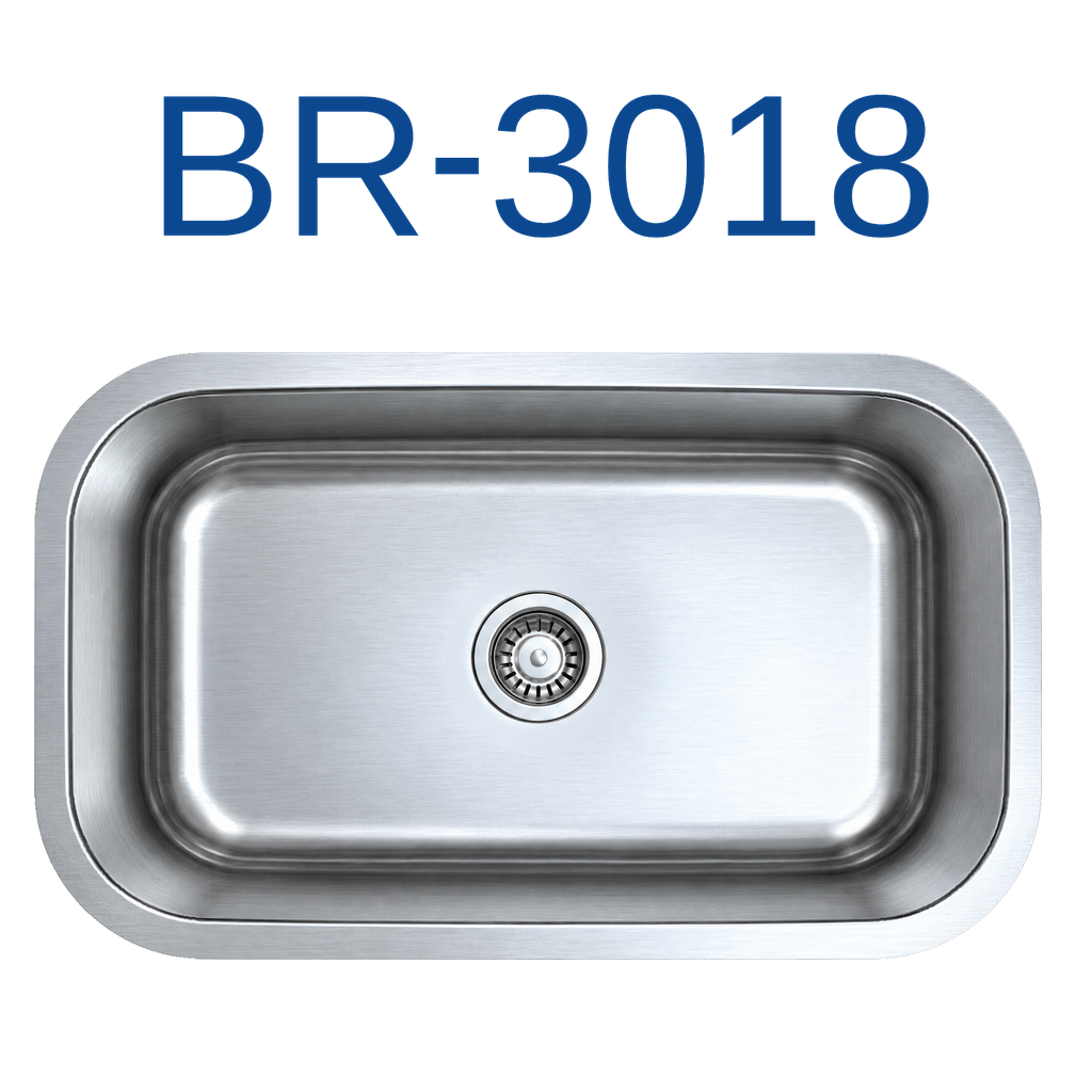 [BR-3018] PrimaSink BR-3018 30'' x 18'' Single bowl Undermount Kitchen Sink - 18 Gauge Stainless Steel