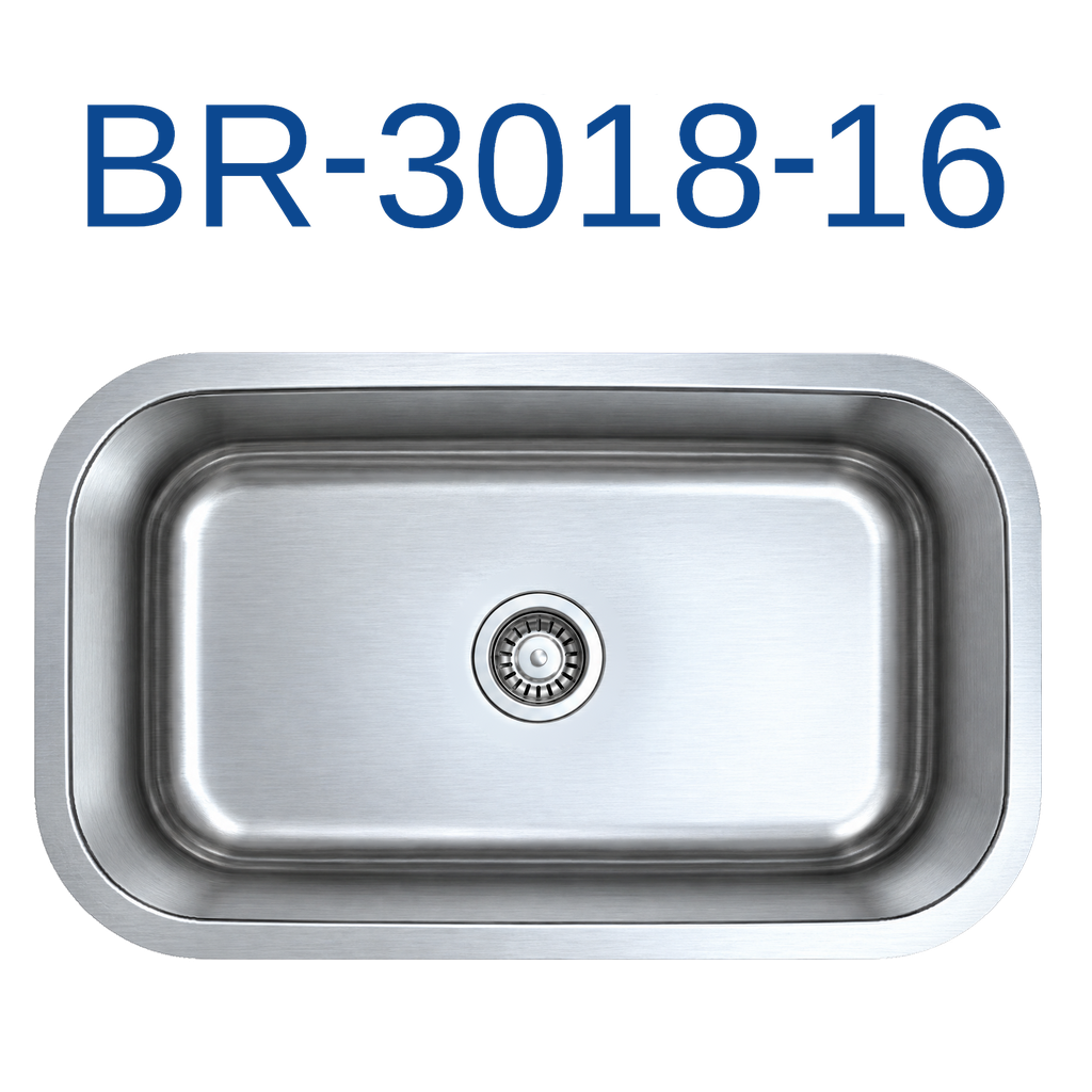 [BR-3018-16] PrimaSink BR-3018-16 30'' x 18'' Single bowl Undermount Kitchen Sink - 16 Gauge Stainless Steel