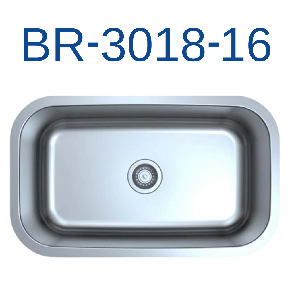 [BR-3018-16] PrimaSink BR-3018-16 30'' x 18'' Single bowl Undermount Kitchen Sink - 16 Gauge Stainless Steel