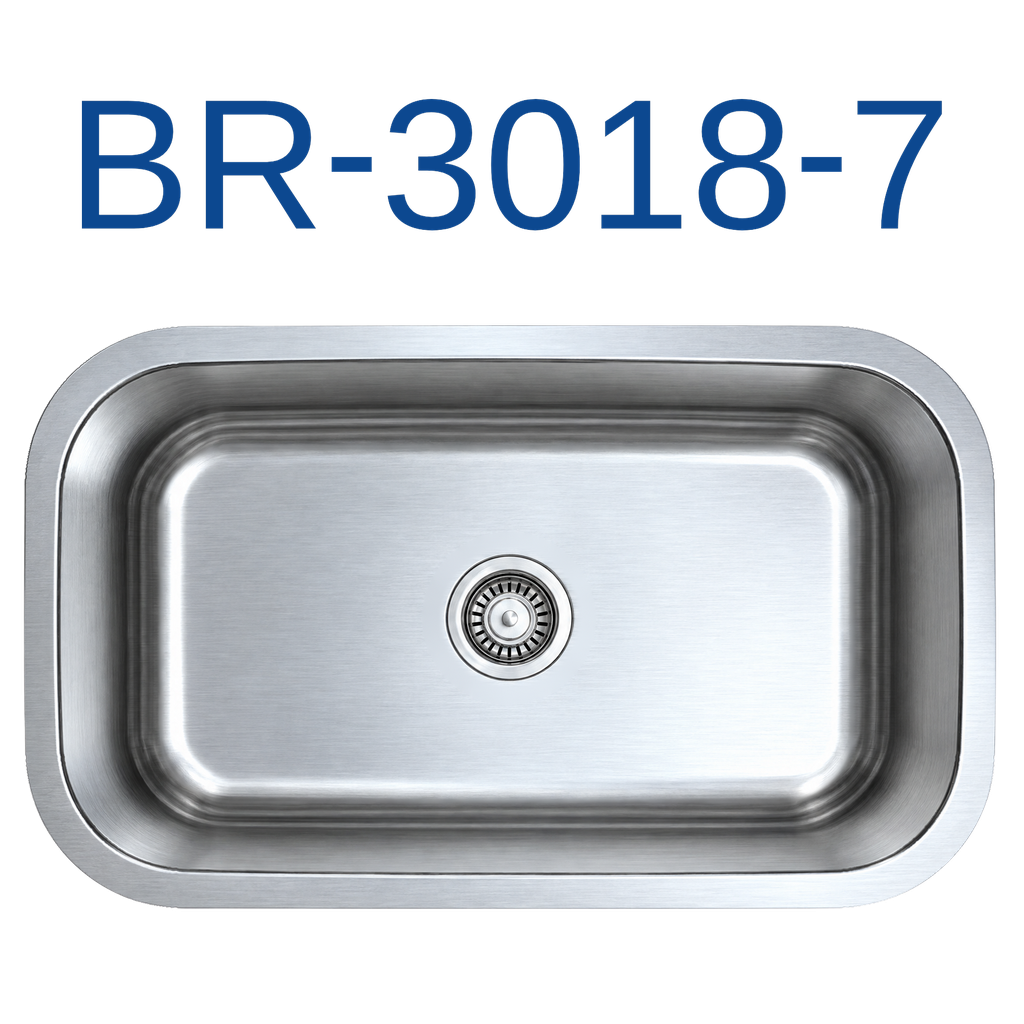 [BR-3018-7] PrimaSink BR-3018-7 30'' x 18'' Single bowl Undermount Kitchen Sink - 18 Gauge Stainless Steel