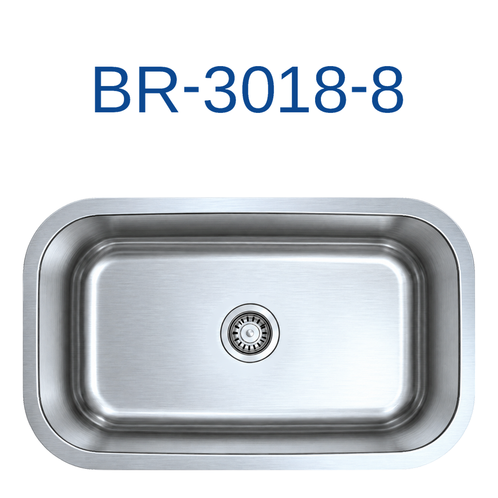 [BR-3018-8] PrimaSink BR-3018-8 30'' x 18'' Single bowl Undermount Kitchen Sink - 18 Gauge Stainless Steel