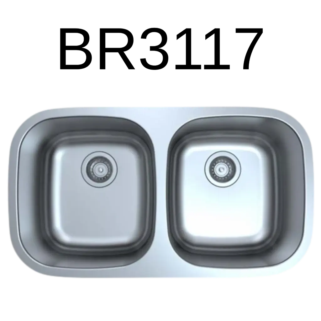 [BR-3117] PrimaSink BR-3117 32-3/8 x 18-1/8 50/50 Double bowl Undermount Kitchen Sink - 18 Gauge Stainless Steel