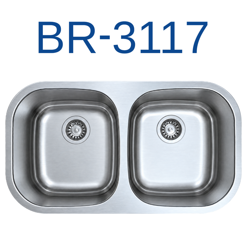[BR-3117] PrimaSink BR-3117 32-3/8'' x 18-1/8'' 50/50 Double bowl Undermount Kitchen Sink - 18 Gauge Stainless Steel