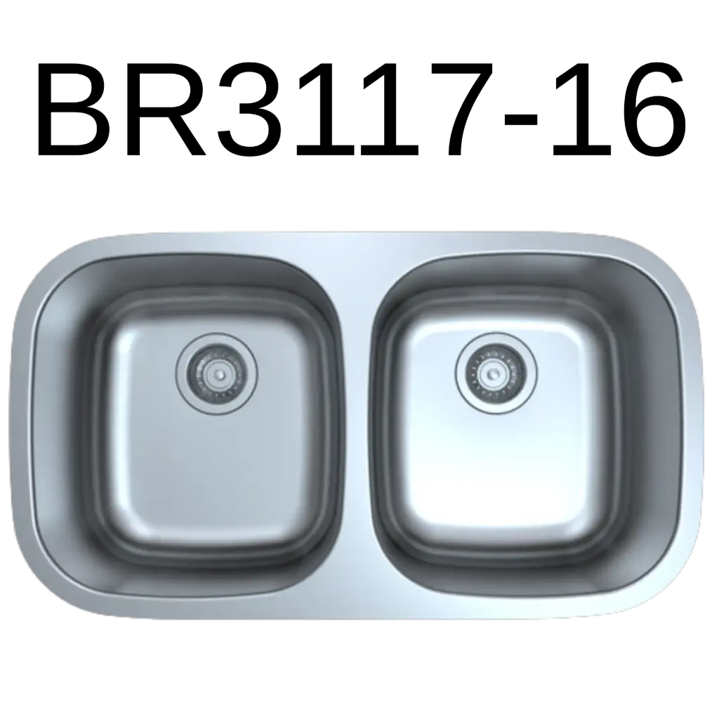 [BR-3117-16] PrimaSink BR-3117-16 32-3/8 x 18-1/2 50/50 Double bowl Undermount Kitchen Sink - 16 Gauge Stainless Steel