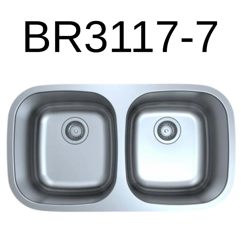 [BR-3117-7] PrimaSink BR-3117-7 32-3/8 x 18-1/2 50/50 Double bowl Undermount Kitchen Sink - 18 Gauge Stainless Steel