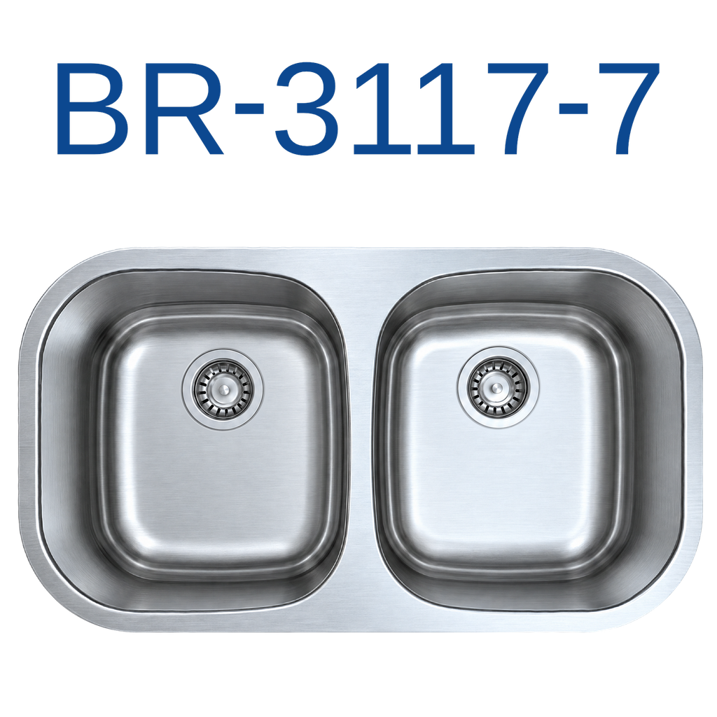[BR-3117-7] PrimaSink BR-3117-7 32-3/8'' x 18-1/2'' 50/50 Double bowl Undermount Kitchen Sink - 18 Gauge Stainless Steel