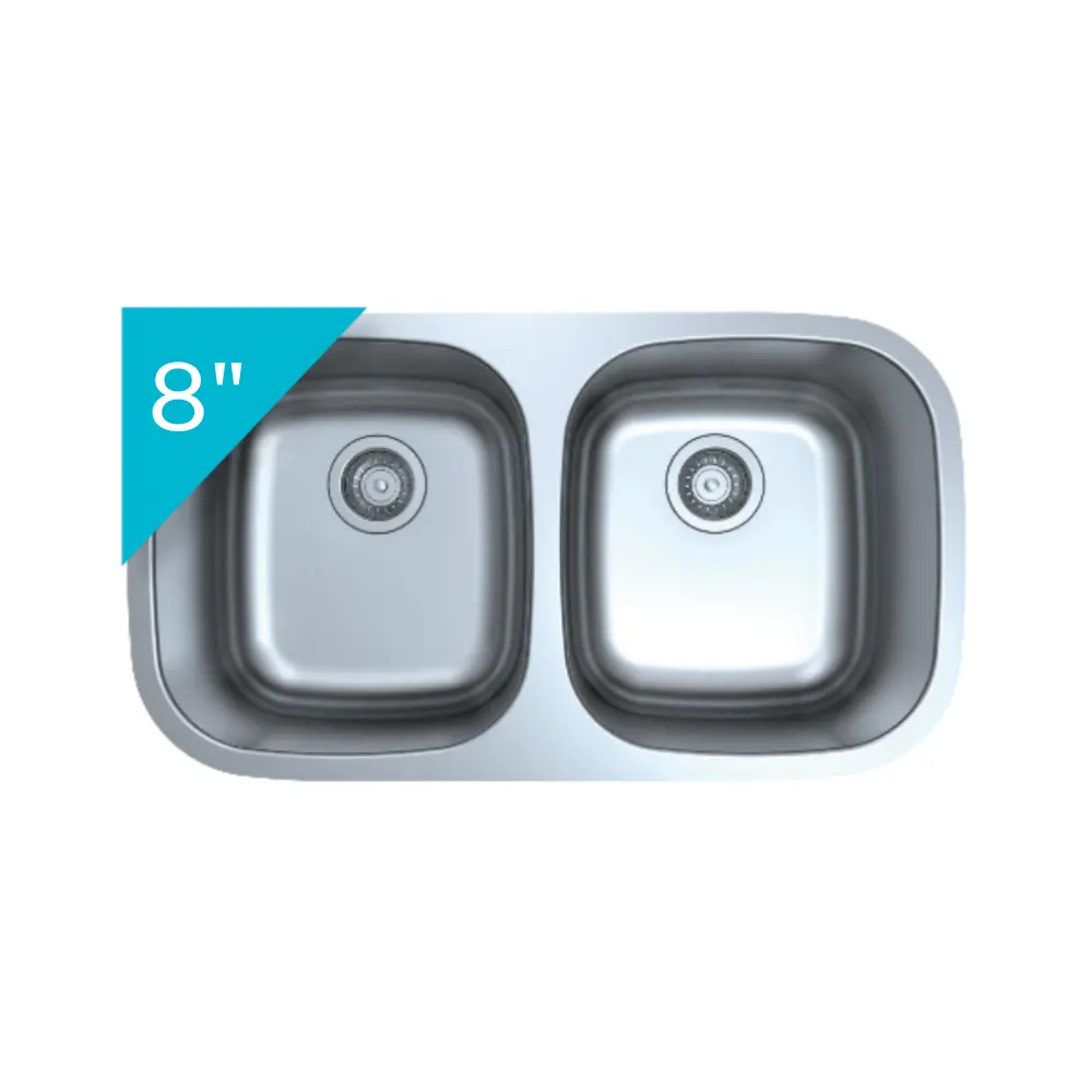 [BR-3117-8] PrimaSink BR-3117-8 32-3/8 x 18-1/2 50/50 Double bowl Undermount Kitchen Sink - 18 Gauge Stainless Steel