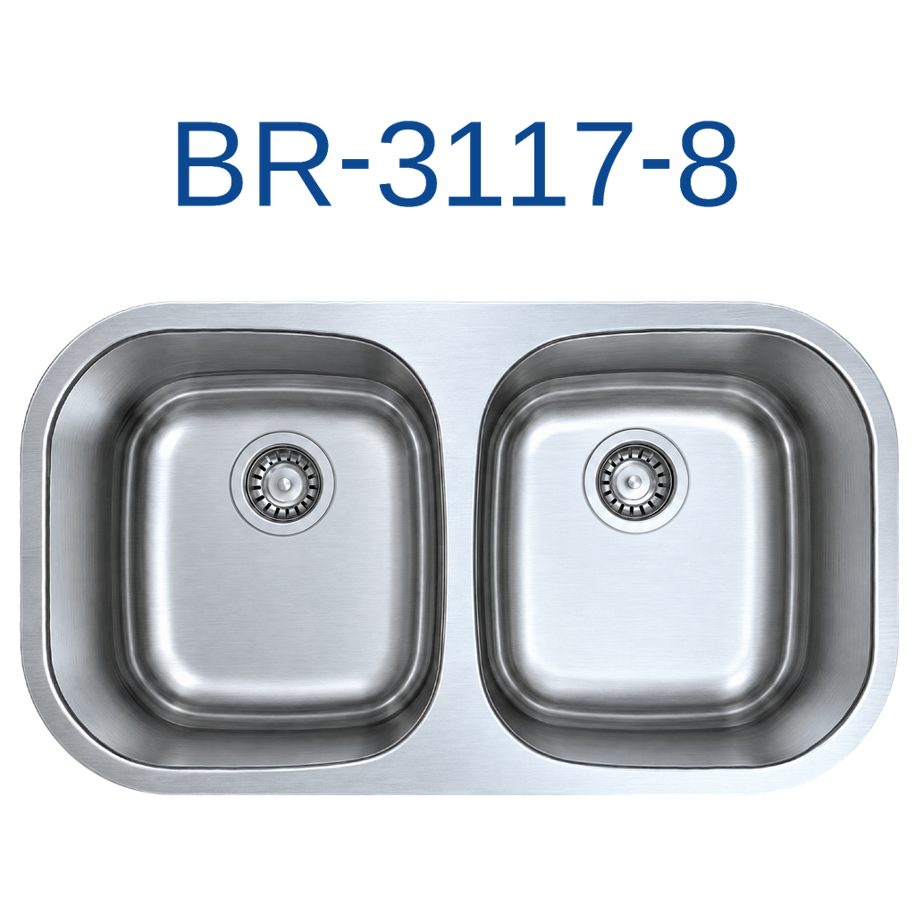 [BR-3117-8] PrimaSink BR-3117-8 32-3/8'' x 18-1/2'' 50/50 Double bowl Undermount Kitchen Sink - 18 Gauge Stainless Steel