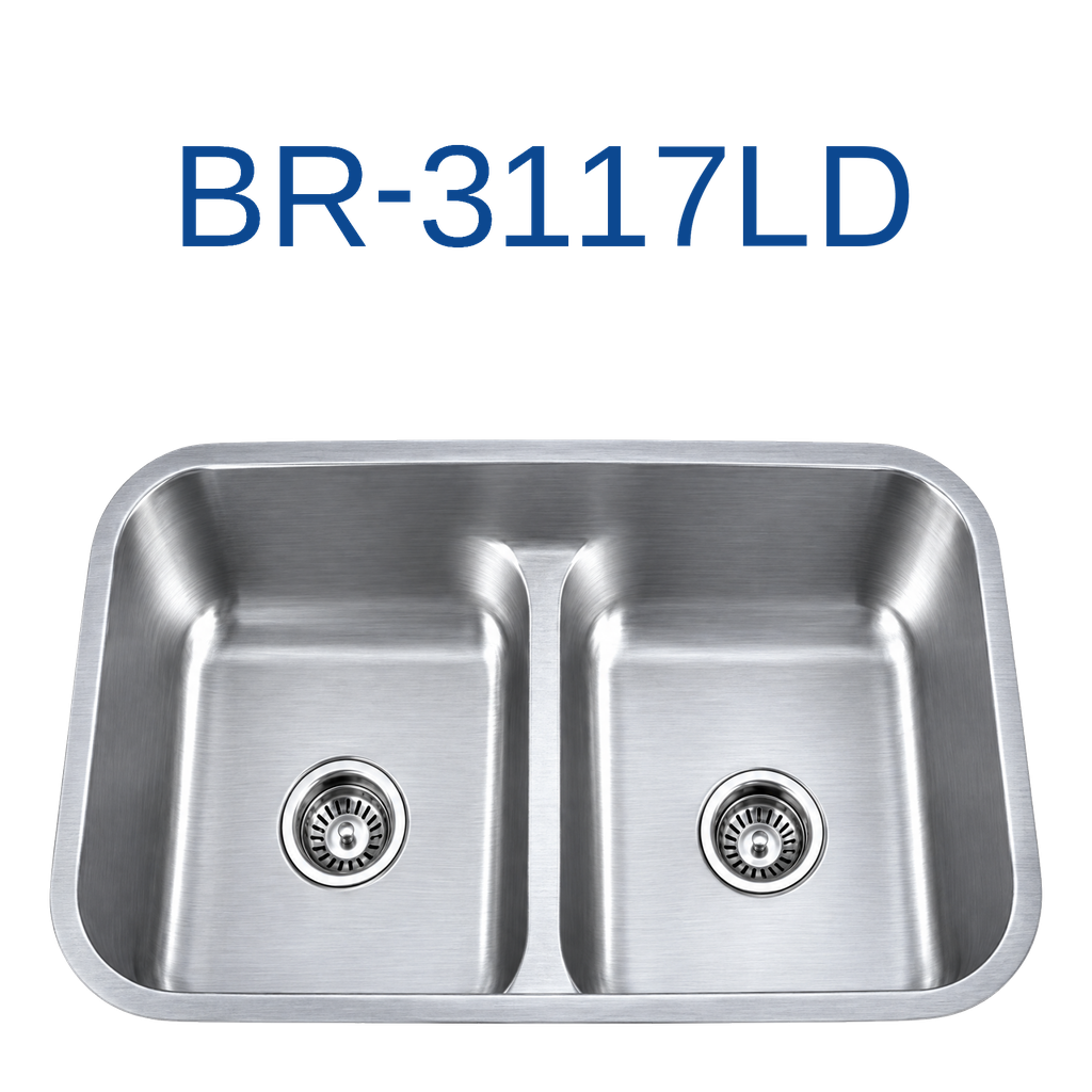 [BR-3117LD] PrimaSink BR-3117LD 32-1/4'' x 18-7/8'' 50/50 Double bowl Undermount Kitchen Sink - 18 Gauge Stainless Steel