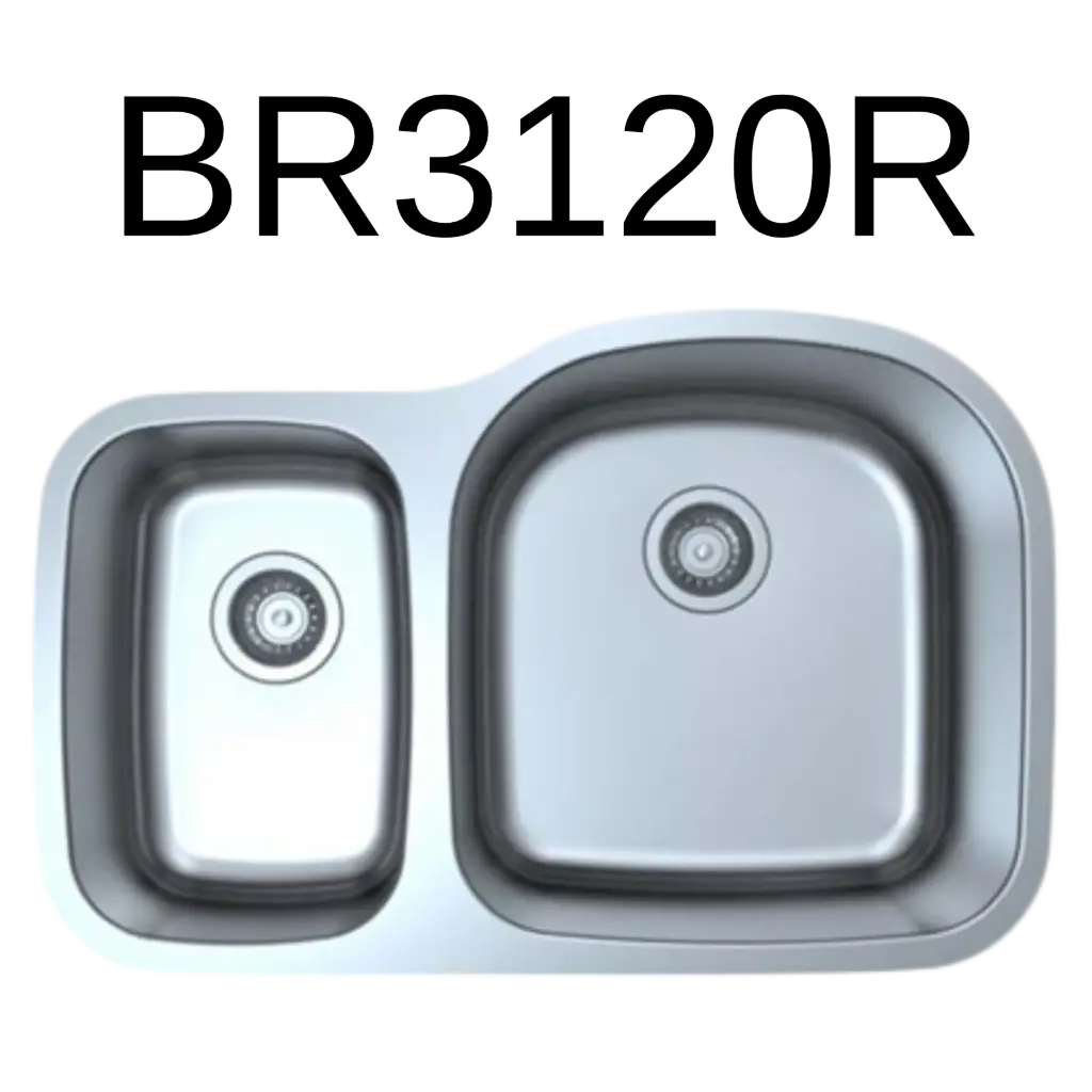 [BR-3120R] PrimaSink BR-3120R 31-1/2 x 20-1/2 30/70 Double bowl Undermount Kitchen Sink - 18 Gauge Stainless Steel