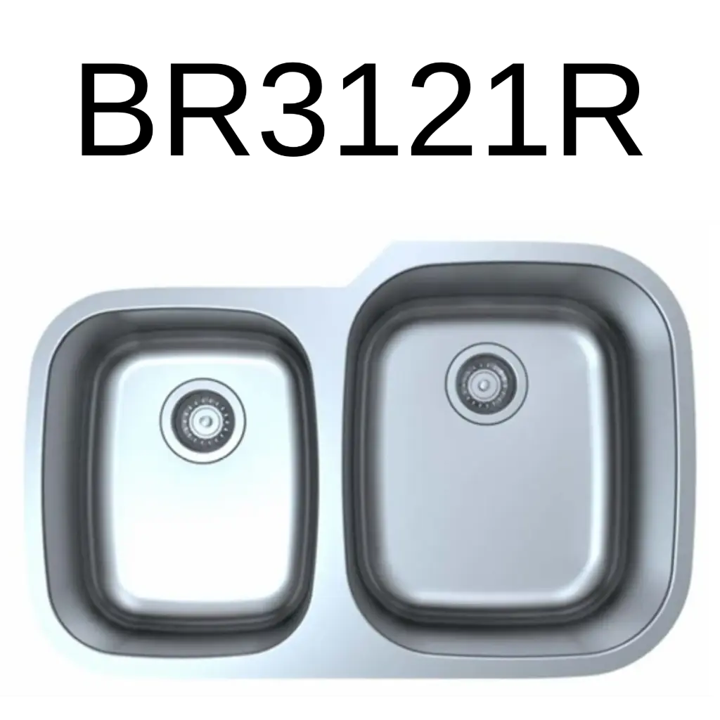 [BR-3121R] PrimaSink BR-3121R 32 x 20-3/4 40/60 Double bowl Undermount Kitchen Sink - 18 Gauge Stainless Steel