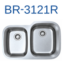 PrimaSink BR-3121R 32'' x 20-3/4'' 40/60 Double bowl Undermount Kitchen Sink - 18 Gauge Stainless Steel