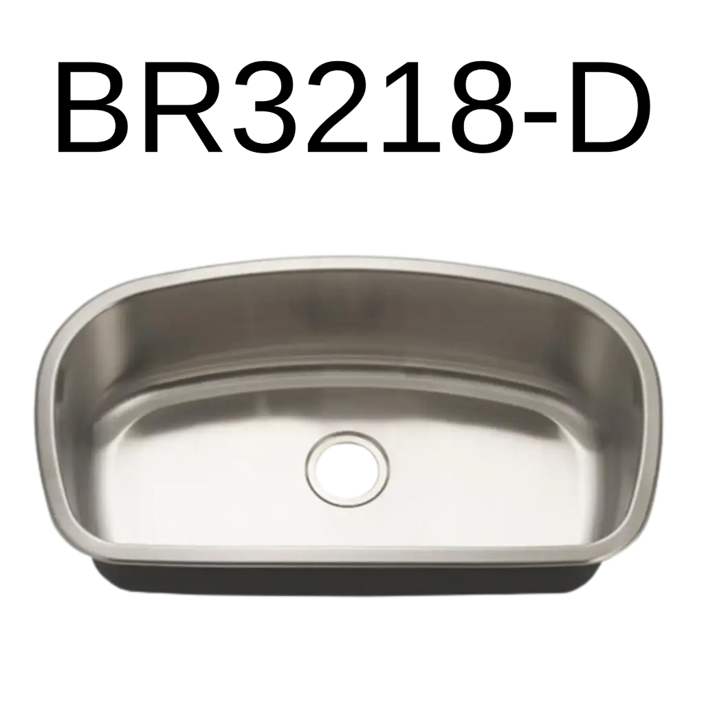 [BR-3218D] PrimaSink BR-3218D 32-1/2 x 18-5/8 Single bowl Undermount D-Shape Kitchen Sink - 18 Gauge Stainless Steel