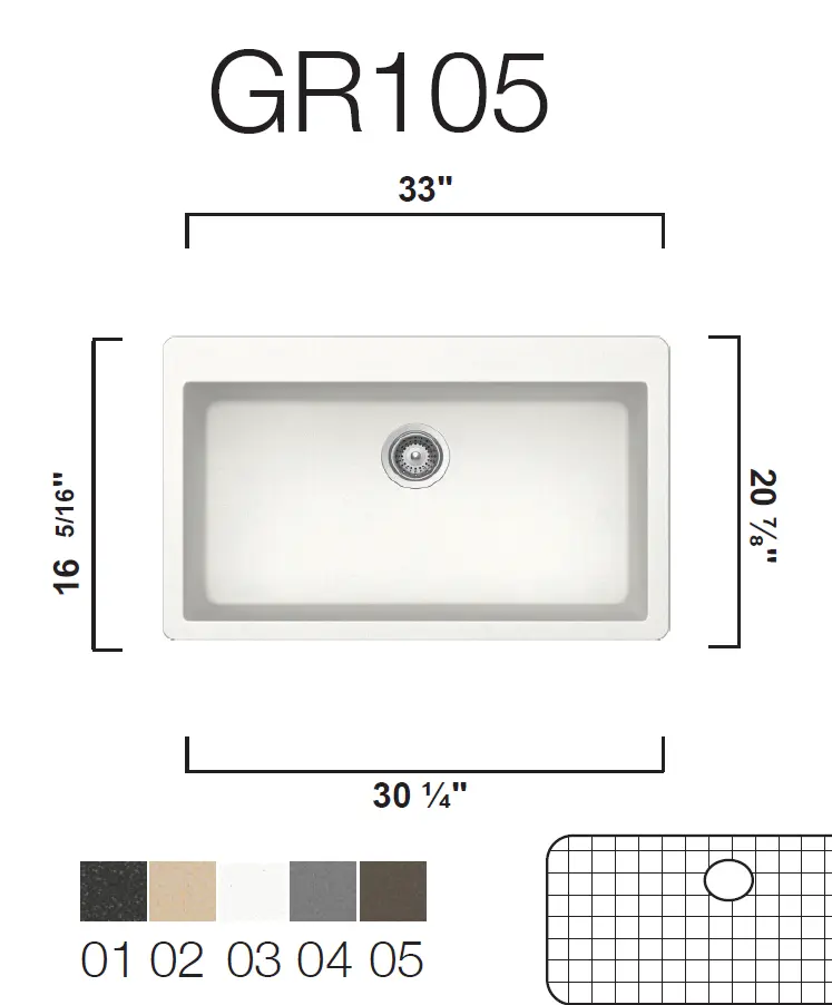 Duragranit Composite Granite Sink - Black Sand - GR105-01