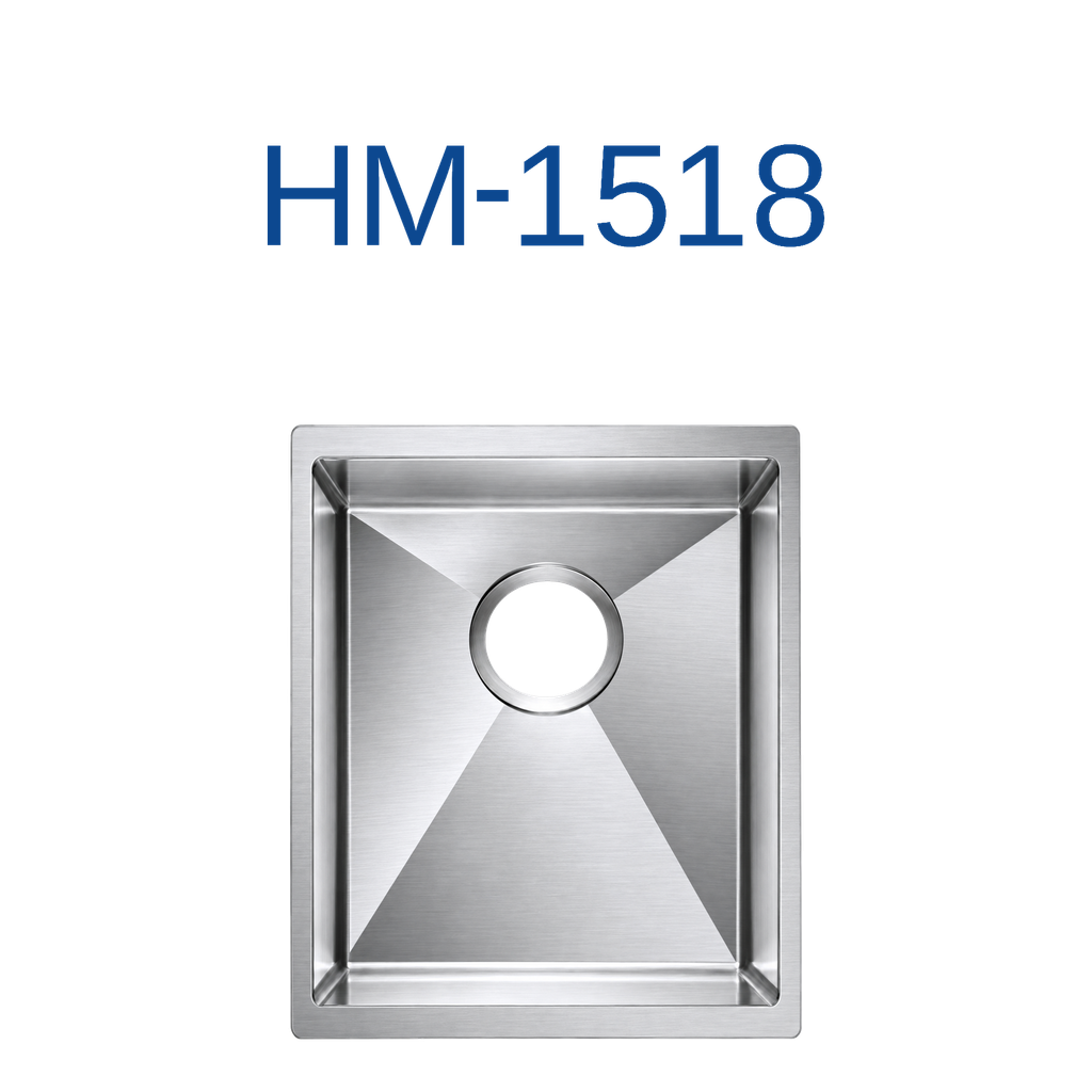 [HM-1518] PrimaSink HM-1518 15'' x 18'' Single bowl Handmade Bar Sink - 18 Gauge Stainless Steel