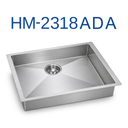 PrimaSink HM-2318ADA 23'' x 18'' Single bowl Handmade Kitchen Sink - 18 Gauge Stainless Steel
