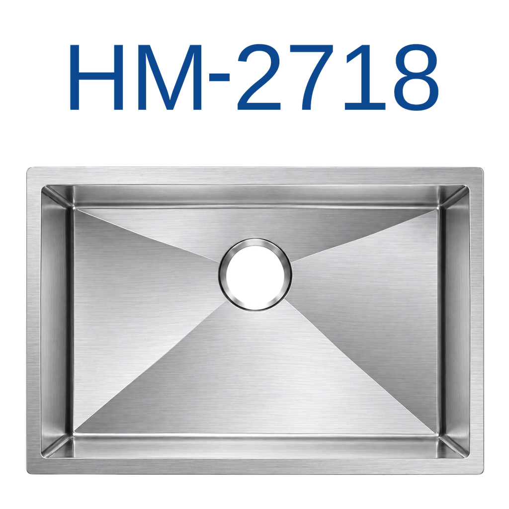 [HM-2718] PrimaSink HM-2718 27'' x 18'' Single bowl Handmade Kitchen Sink - 18 Gauge Stainless Steel