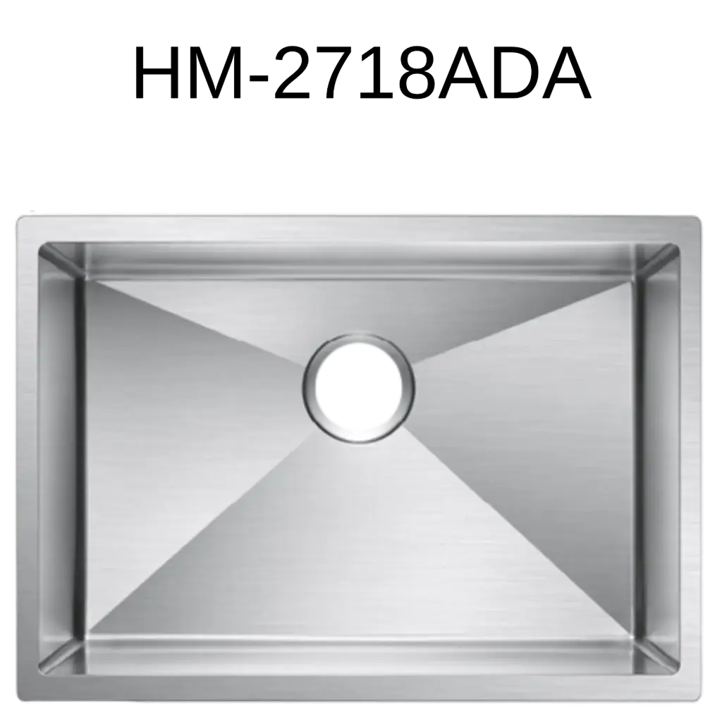 [HM-2718ADA] PrimaSink HM-2718ADA 27 x 18 Single bowl Handmade Kitchen Sink - 18 Gauge Stainless Steel