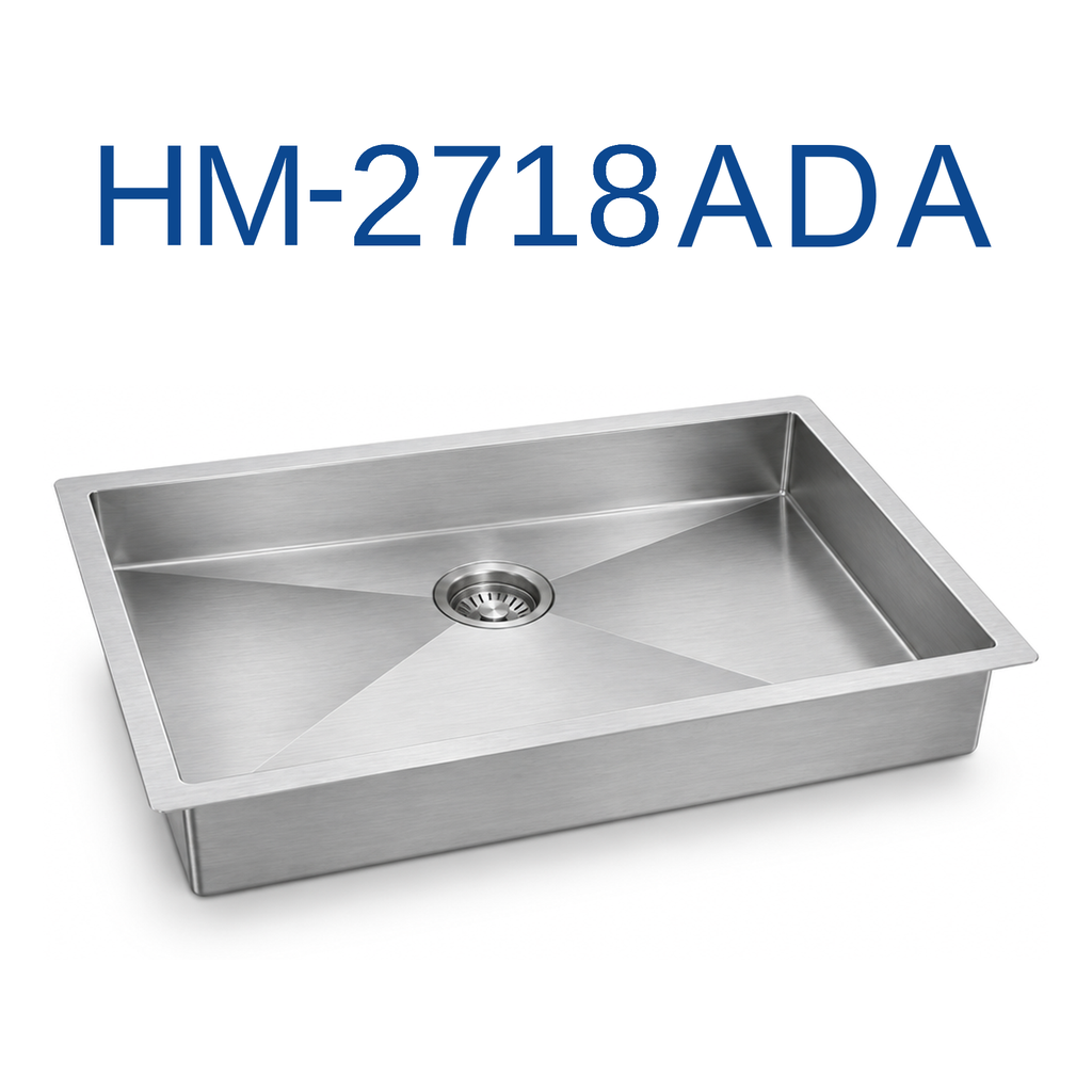 [HM-2718ADA] PrimaSink HM-2718ADA 27'' x 18'' Single bowl Handmade Kitchen Sink - 18 Gauge Stainless Steel