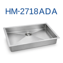 PrimaSink HM-2718ADA 27'' x 18'' Single bowl Handmade Kitchen Sink - 18 Gauge Stainless Steel
