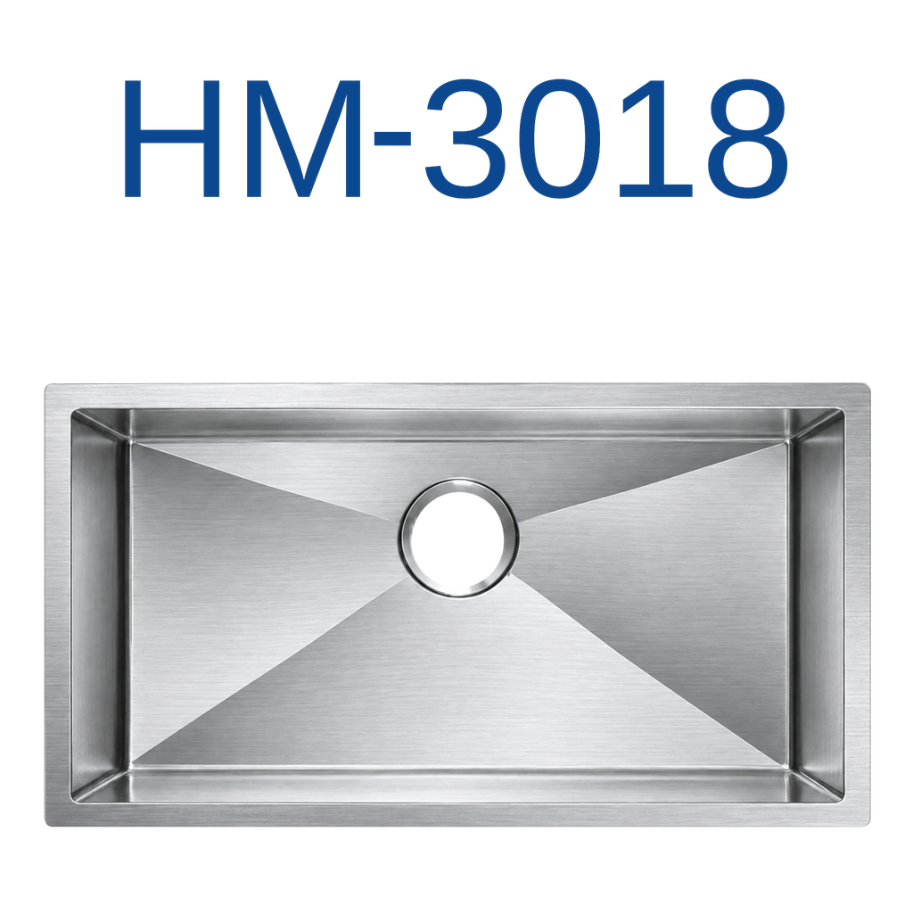[HM-3018] PrimaSink HM-3018 30'' x 16'' Single bowl Handmade Kitchen Sink - 18 Gauge Stainless Steel