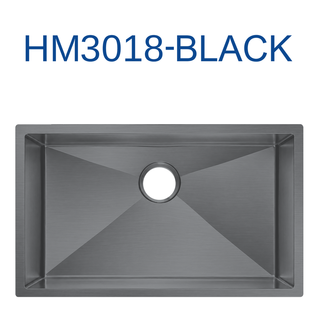 [HM3018-BLACK] HM3018-Black - Black Color Single Bowl Handmade Kitchen Sink (30" x 18" x 9")
