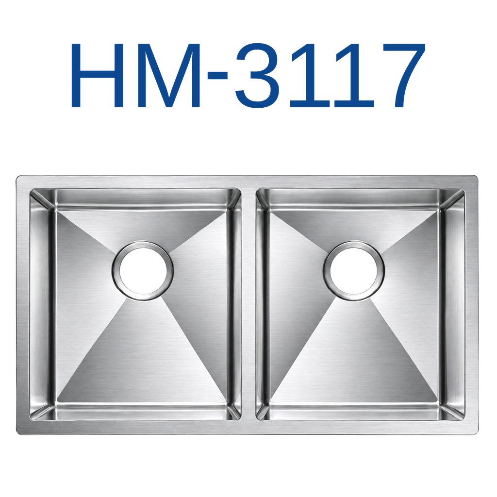 [HM-3117] PrimaSink HM-3117 32'' x 18'' Double bowl Handmade Kitchen Sink - 18 Gauge Stainless Steel