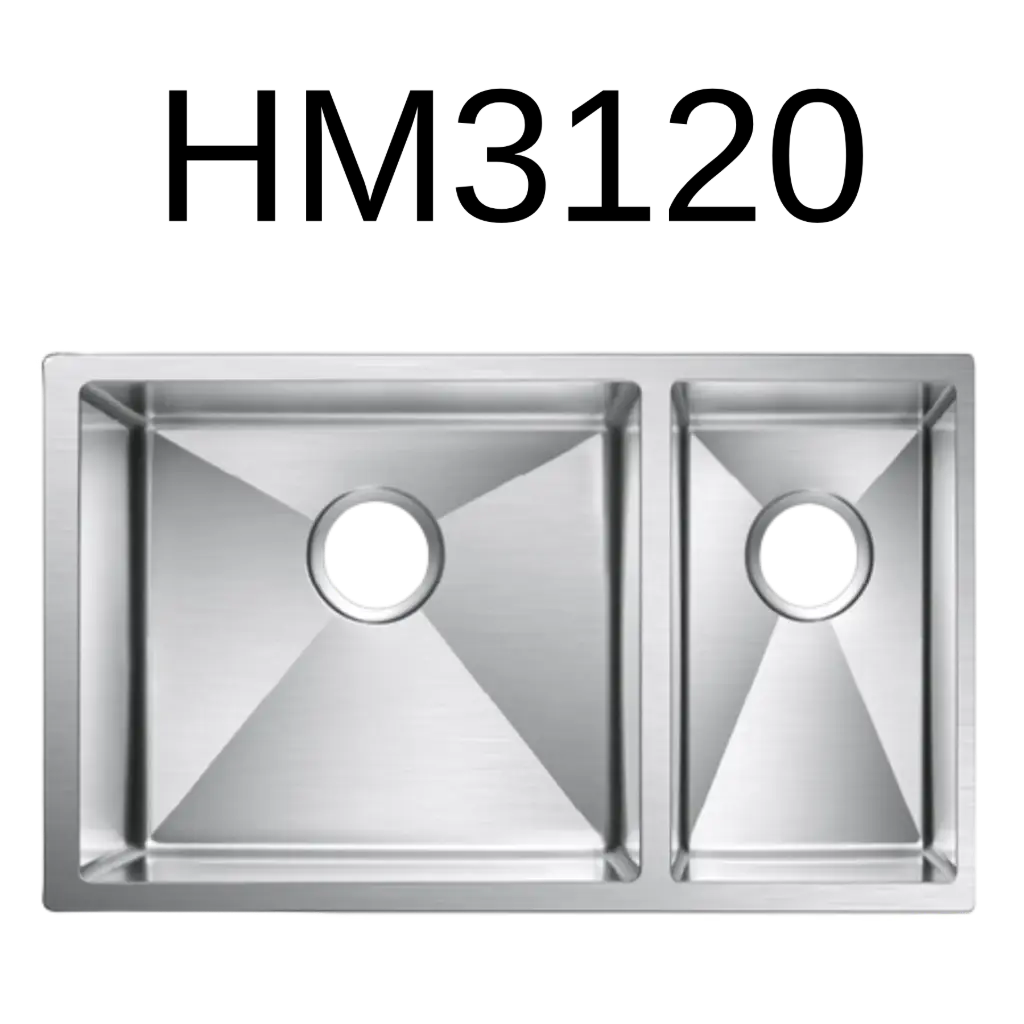 [HM-3120] PrimaSink HM-3120 32 x 18 Double bowl Handmade Kitchen Sink - 18 Gauge Stainless Steel