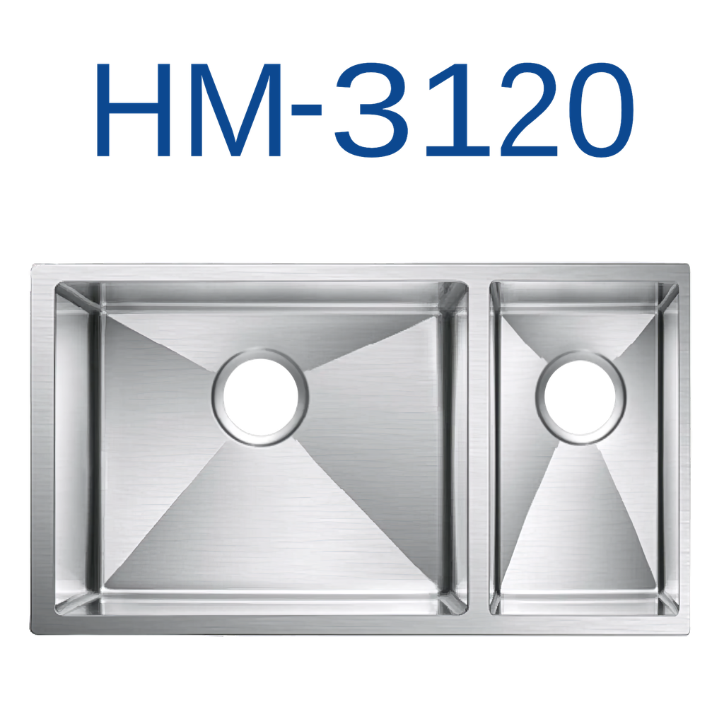 [HM-3120] PrimaSink HM-3120 32'' x 18'' Double bowl Handmade Kitchen Sink - 18 Gauge Stainless Steel