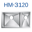 PrimaSink HM-3120 32'' x 18'' Double bowl Handmade Kitchen Sink - 18 Gauge Stainless Steel