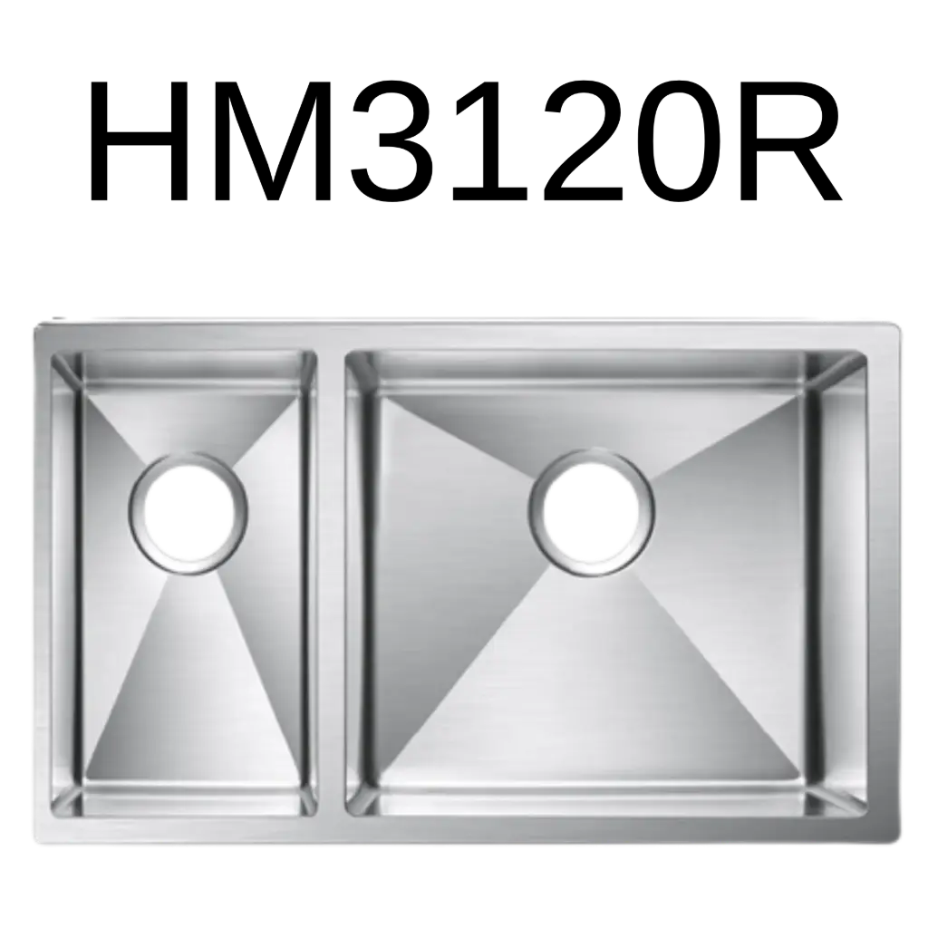 [HM-3120R] PrimaSink HM-3120R 32 x 18 Double bowl Handmade Kitchen Sink - 18 Gauge Stainless Steel
