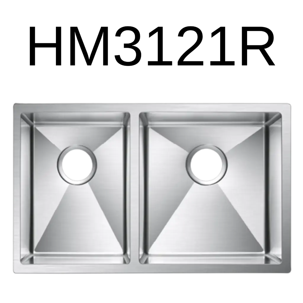 [HM-3121R] PrimaSink HM-3121R 32 x 18 Double bowl Handmade Kitchen Sink - 18 Gauge Stainless Steel