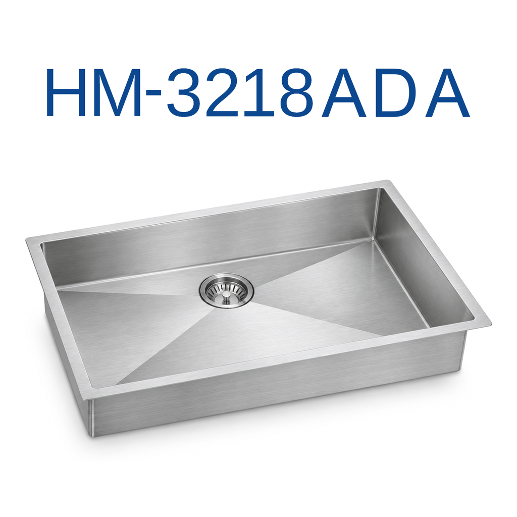 [HM-3218ADA] PrimaSink HM-3218ADA 32'' x 18'' Single bowl Handmade Kitchen Sink - 18 Gauge Stainless Steel